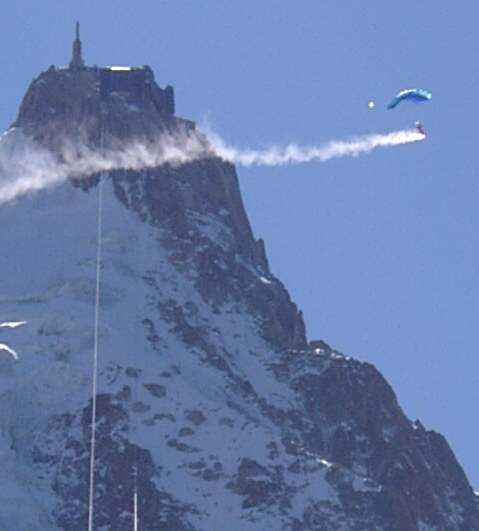 Paraglider with Smoke Trail